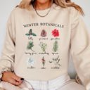 XXL Sand Winter Botanicals Holly Poinsettia Pine Tree Snow Xmas Seasonal Print Sweatshirt