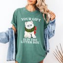 Small Light Green Your Gift Is In The Litter Box Cat Christmas Naughty Funny Snow Santa Xmas Comfort Colors Tee