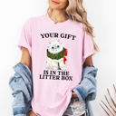 Small Blossom Light Pink Your Gift Is In The Litter Box Cat Christmas Naughty Funny Snow Santa Xmas Comfort Colors Tee