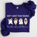 Small Purple Don't Ghost Your Feeling Talk Positivity Mental Health Halloween Teacher Spooky Sweatshirt