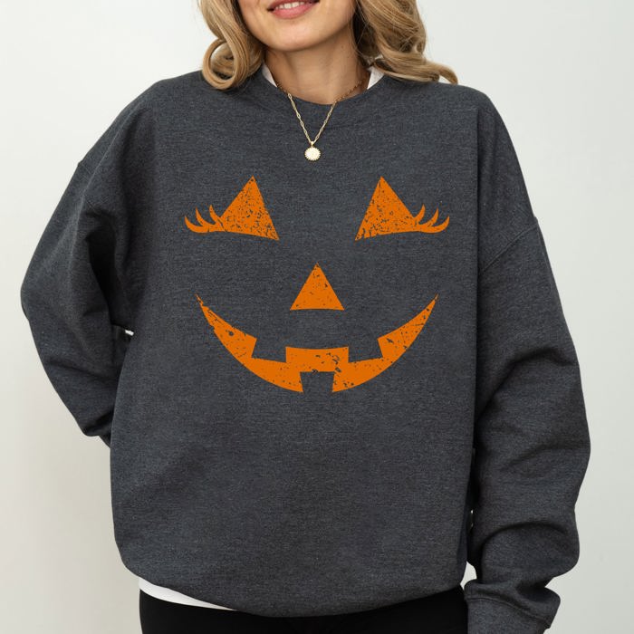 Jack-O-Lantern Girl Pumpkin Halloween Spooky Cute Trick Or Treat Witch Sweatshirt