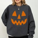 XXXL Dark Gray Heather Jack-O-Lantern Pumpkin Halloween Spooky Trick Or Treat Witch Costume Festive Holiday Night Spookiness Sweatshirt