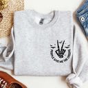 Large Ash Light Gray People Give Me The Creeps Pocket Print Skeleton Bats Witch Halloween Spooky Sweatshirt