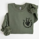 XXL Military Green People Give Me The Creeps Pocket Print Skeleton Bats Witch Halloween Spooky Sweatshirt