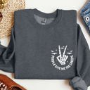 Medium Dark Gray Heather People Give Me The Creeps Pocket Print Skeleton Bats Witch Halloween Spooky Sweatshirt
