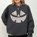 XXXL Dark Gray Heather Polka Dot Jack-O-Lantern Dalmatian Pumpkin Witch Halloween Costume Trick-Or-Treat Sweatshirt