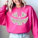 Large Heliconia Bright Pink Polka Dot Jack-O-Lantern Dalmatian Pumpkin Witch Halloween Costume Trick-Or-Treat Sweatshirt