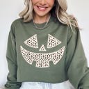 Large Military Green Polka Dot Jack-O-Lantern Dalmatian Pumpkin Witch Halloween Costume Trick-Or-Treat Sweatshirt