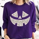 XXXL Purple Polka Dot Jack-O-Lantern Dalmatian Pumpkin Witch Halloween Costume Trick-Or-Treat Sweatshirt