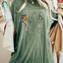 Large Moss Dark Green Dancing Skeletons Stars Vintage Western Witch Aesthetic Meme Halloween Costume Comfort Colors Tee