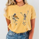 Medium Mustard Dancing Skeletons Stars Vintage Western Witch Aesthetic Meme Halloween Costume Comfort Colors Tee