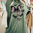 XXL Moss Dark Green Flying Bats Bow Ribbon Ghost Vintage Western Witch Aesthetic Meme Halloween Costume Comfort Colors Tee