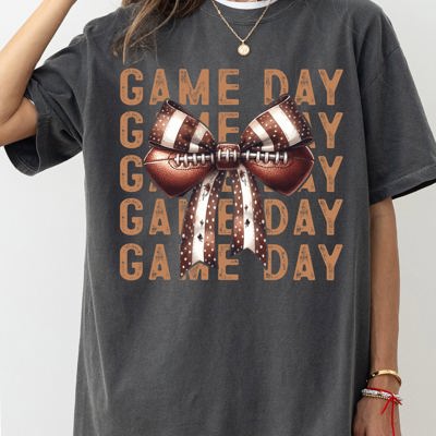 Game Day Football Bow Ribbon Vintage Western Witch Meme Halloween Comfort Colors Tee