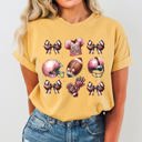 XL Mustard Football Icons Bow Ribbon Skeleton Ghost Vintage Western Witch Halloween Costume Comfort Colors Tee