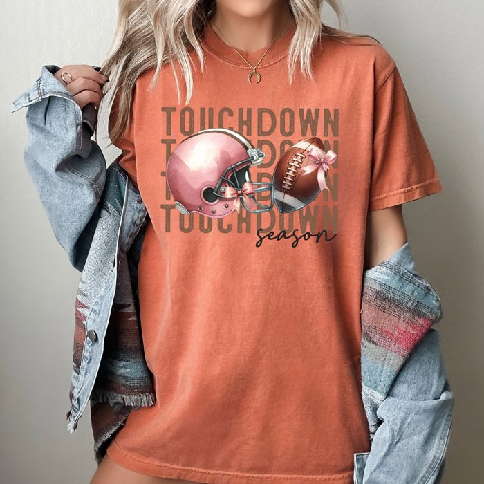 Touchdown Football Skeleton Ghost Vintage Western Witch Aesthetic Meme Halloween Costume Comfort Colors Tee