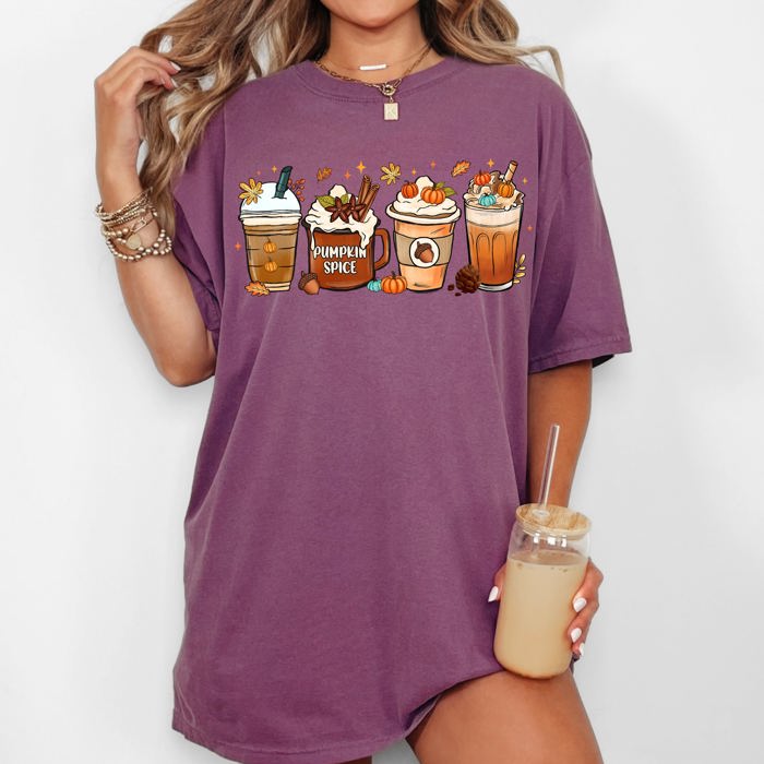 Coffee Lover Pumpkin Spice Fall Western Witch Halloween Costume Comfort Colors Tee