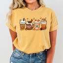 Small Mustard Coffee Lover Pumpkin Spice Fall Western Witch Halloween Costume Comfort Colors Tee