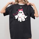 Large Black Bootiful Ghost Coquette Bow Vintage Western Witch Aesthetic Meme Halloween Costume Comfort Colors Tee