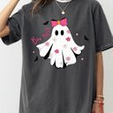 Small Pepper Dark Gray Bootiful Ghost Coquette Bow Vintage Western Witch Aesthetic Meme Halloween Costume Comfort Colors Tee