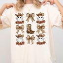 Small Ivory Cream Cowboy Ghost Bow Ribbon Western Witch Aesthetic Meme Halloween Costume Comfort Colors Tee