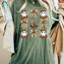 XXXL Moss Dark Green Cowboy Ghost Bow Ribbon Western Witch Aesthetic Meme Halloween Costume Comfort Colors Tee