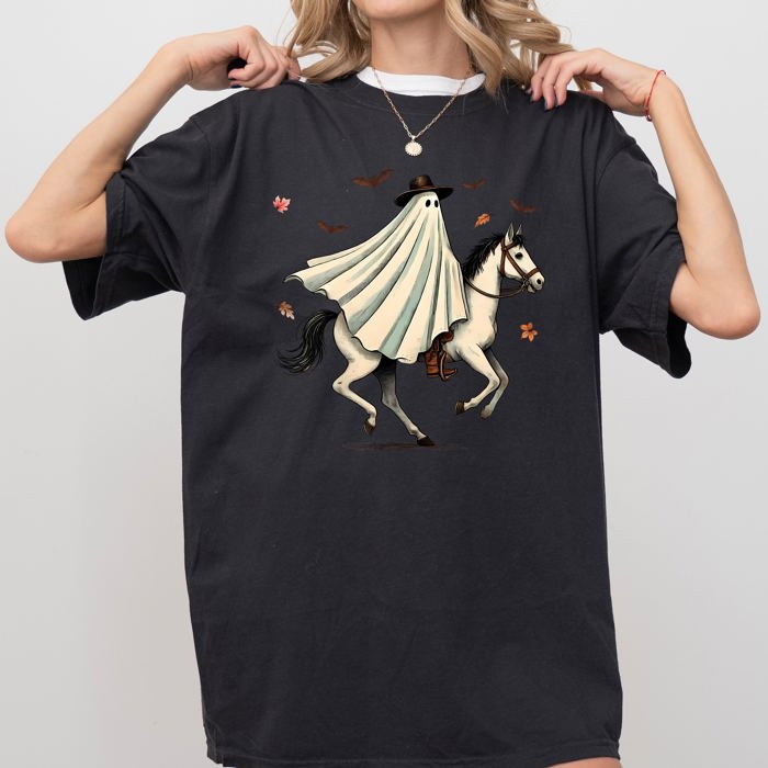 Cowboy Ghost Riding Horse Western Witch Halloween Costume Meme Aesthetic Comfort Colors Tee