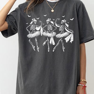 Dancing Skeletons Bride Western Witch Meme Halloween Costume Graphic Comfort Colors Tee