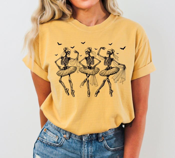 Dancing Skeletons Bride Western Witch Meme Halloween Costume Graphic Comfort Colors Tee