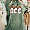XXL Moss Dark Green Cute Coffee Lover Ghosts Western Witch Aesthetic Meme Halloween Costume Comfort Colors Tee