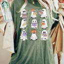 XXL Moss Dark Green Book Lover Ghosts Reading Western Witch Meme Halloween Costume Comfort Colors Tee