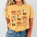 Medium Mustard Coffee Pumpkin Bow Western Witch Aesthetic Meme Halloween Costume Comfort Colors Tee