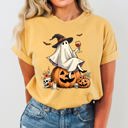XXXL Mustard Ghost On Pumpkin Wine Western Witch Meme Halloween Costume Graphic Comfort Colors Tee