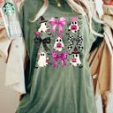 Large Moss Dark Green Coquette Bow Cowboy Ghost Vintage Western Witch Aesthetic Meme Halloween Costume Comfort Colors Tee