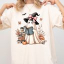  Book Lover Ghost Skeleton Vintage Western Witch Aesthetic Meme Halloween Costume Comfort Colors Tee