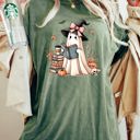 XXL Moss Dark Green Book Lover Ghost Skeleton Vintage Western Witch Aesthetic Meme Halloween Costume Comfort Colors Tee