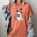 Medium Yam Book Lover Ghost Skeleton Vintage Western Witch Aesthetic Meme Halloween Costume Comfort Colors Tee
