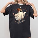 XXXL Black Skater Ghost Pumpkin Skeleton Witch Vintage Aesthetic Halloween Meme Western Comfort Colors Tee