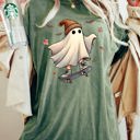 XXL Moss Dark Green Skater Ghost Pumpkin Skeleton Witch Vintage Aesthetic Halloween Meme Western Comfort Colors Tee