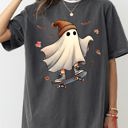 Medium Pepper Dark Gray Skater Ghost Pumpkin Skeleton Witch Vintage Aesthetic Halloween Meme Western Comfort Colors Tee