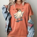 Large Yam Skater Ghost Pumpkin Skeleton Witch Vintage Aesthetic Halloween Meme Western Comfort Colors Tee
