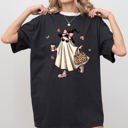 Large Black Fancy Ghost Coffee Western Witch Aesthetic Meme Halloween Costume Comfort Colors Tee