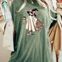 Medium Moss Dark Green Fancy Ghost Coffee Western Witch Aesthetic Meme Halloween Costume Comfort Colors Tee