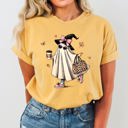 XXXL Mustard Fancy Ghost Coffee Western Witch Aesthetic Meme Halloween Costume Comfort Colors Tee