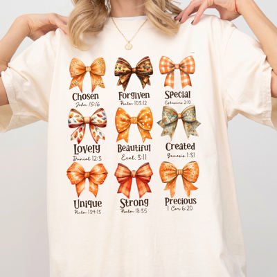 Bible Verse Bow Ribbon Christian Fall Western Witch Meme Halloween Costume Comfort Colors Tee