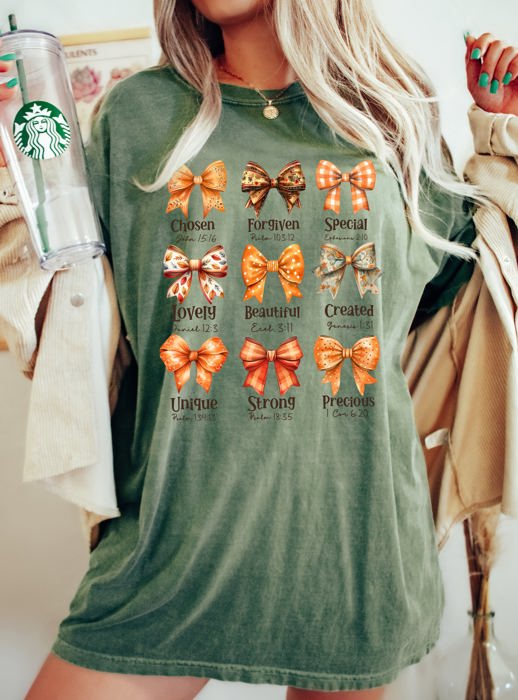 Bible Verse Bow Ribbon Christian Fall Western Witch Meme Halloween Costume Comfort Colors Tee