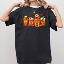 Large Black Coffee Lover Dog Golden Retriever Halloween Skeleton Western Witch Meme Costume Comfort Colors Tee