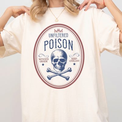 Unfiltered Poison Vintage Western Witch Aesthetic Meme Halloween Costume Comfort Colors Tee