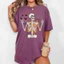 XXXL Berry Red Funny Skeleton Flowers Rock Western Witch Halloween Meme Graphic Comfort Colors Tee