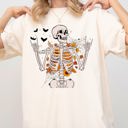 XXXL Ivory Cream Funny Skeleton Flowers Rock Western Witch Halloween Meme Graphic Comfort Colors Tee