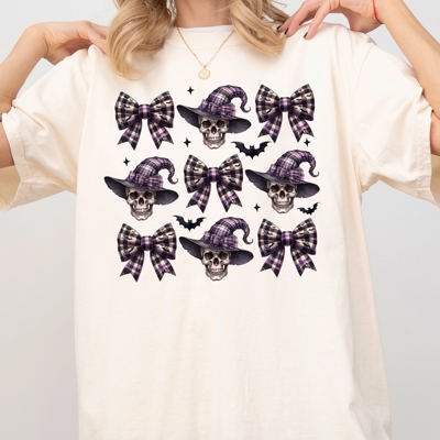 Witch Hat Bow Coquette Vintage Western Witch Halloween Costume Comfort Colors Tee